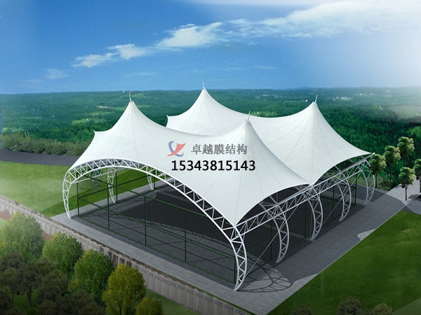 黔西南網球場膜結構頂蓋/籃球場屋頂/門球場雨棚安裝